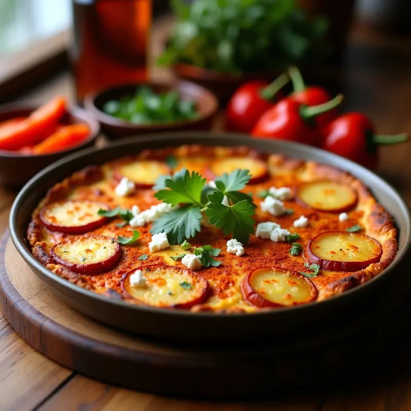 Tortilla de Papas y Chorizo Colorada: Receta Colombiana con Aji Picante