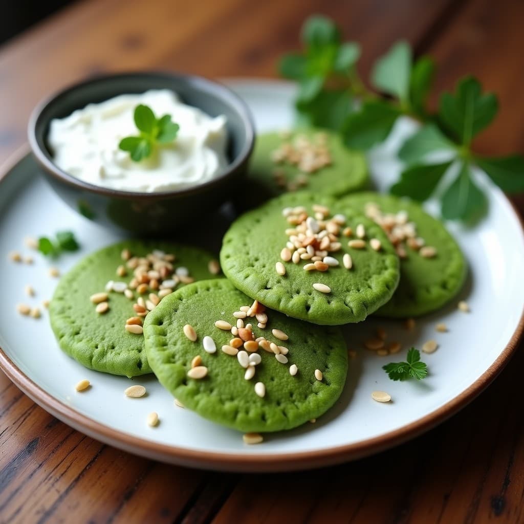 Tortitas de Algas Espirulina y Queso Vegano: Desayuno Energetico Sin Cocción