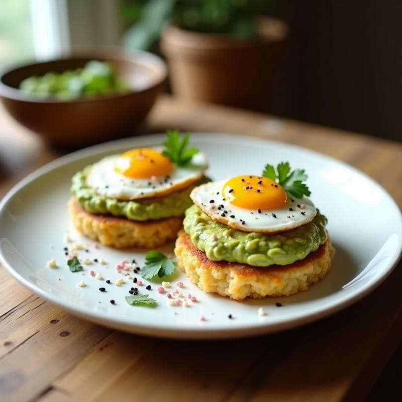 Tortitas de Arroz Inflado con Aguacate y Huevo Poché: Desayuno Keto y Alto en Proteínas