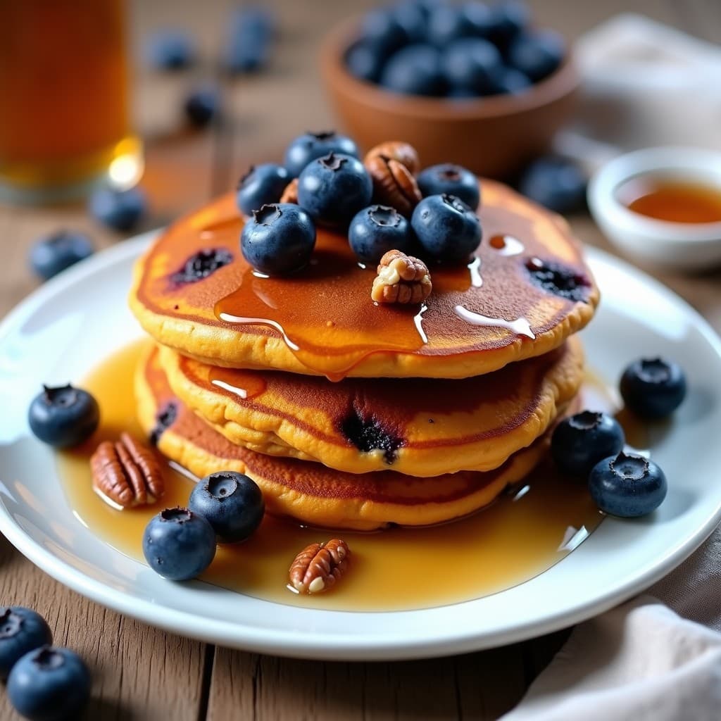Tortitas de Boniato y Arándanos: Desayuno Vegano Sin Harina y con Toque Dulce