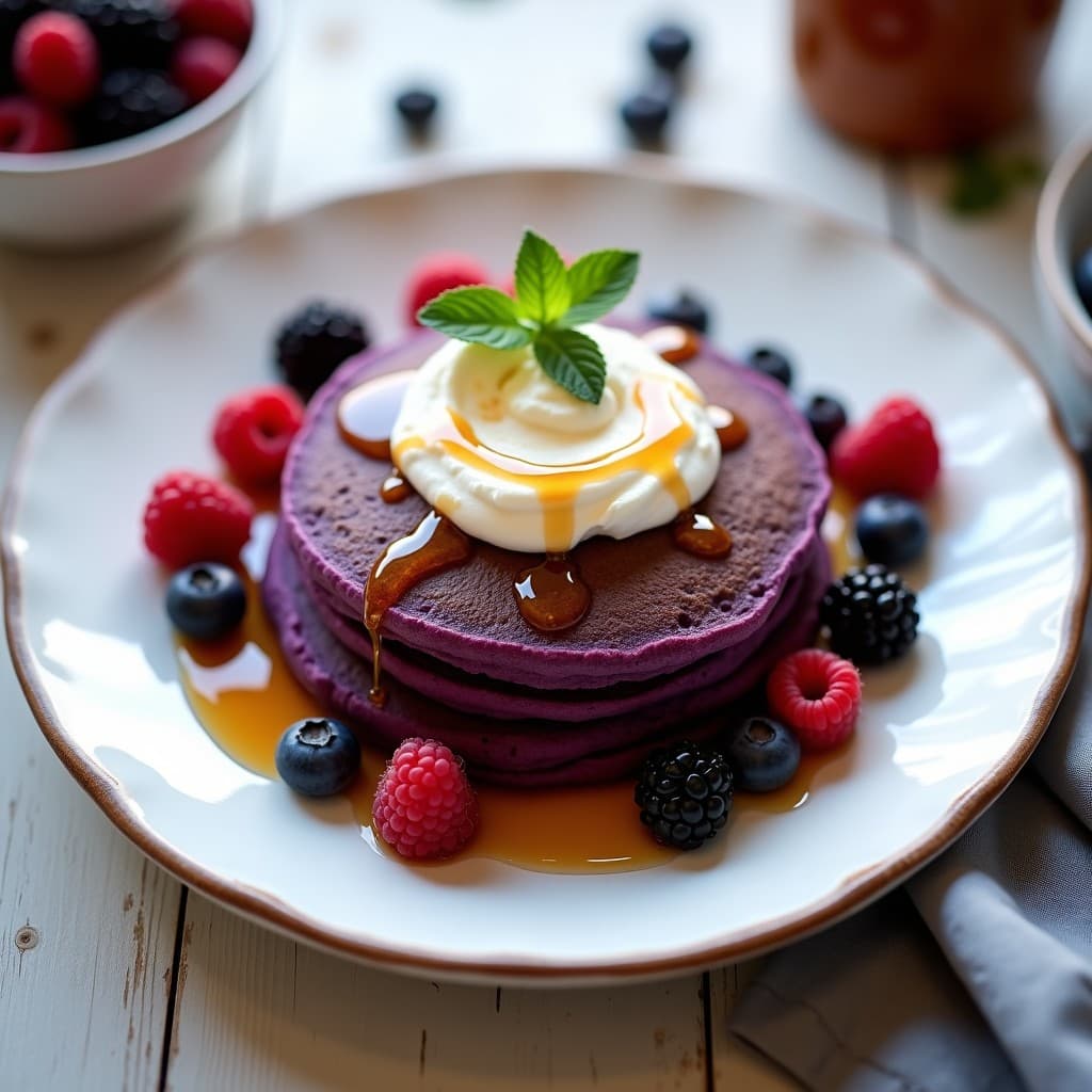 Tortitas de Camote Morado y Semillas de Chía con Sirope de Arce: Desayuno Fitness
