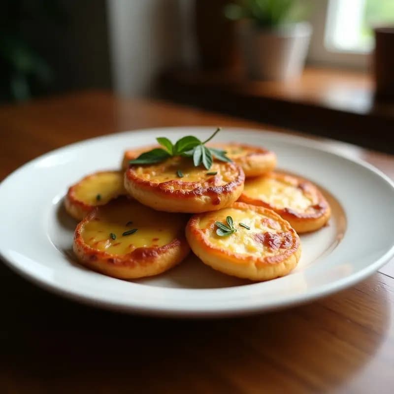 Tortitas de Queso y Jamón York con Sirope de Arce: Desayuno Salado-Dulce que Conquista