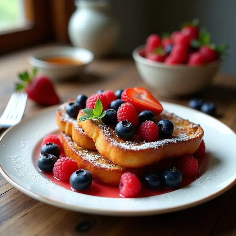 Tostadas Francés con Pan Brioche y Frutas Rojas: Desayuno Francés Vegano y Sin Lácteos