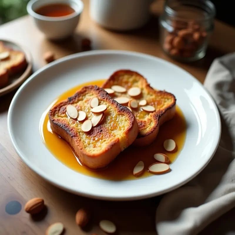 Tostadas Francesas de Brioche de Almendra con Sirope de Dátiles: Desayuno Sin Gluten y Sin Lactosa