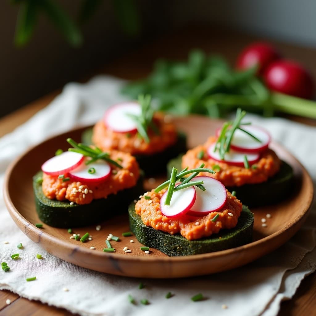 Tostadas de Pan de Algas con Hummus de Lentejas Rojas y Rábanos: Entrante Vegano Crujiente en 10 Minutos