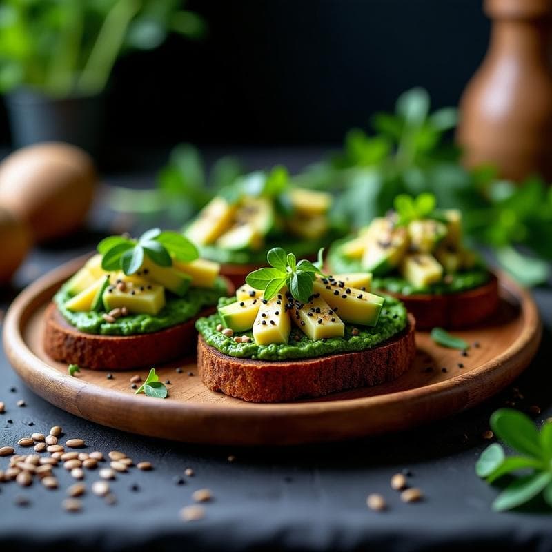 Tostadas de Pan de Centeno con Heme de Algas y Aguacate: Receta Alemána Sin Gluten