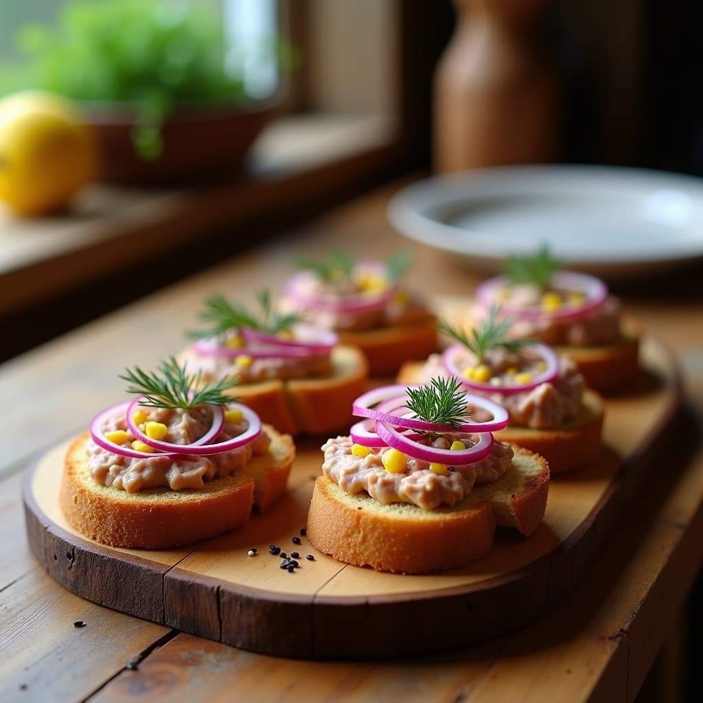 Tostadas de Pan de Lino con Paté de Higado de Bacalao y Cebolla Morada: Aperitivo Noruego Alto en Omega-3