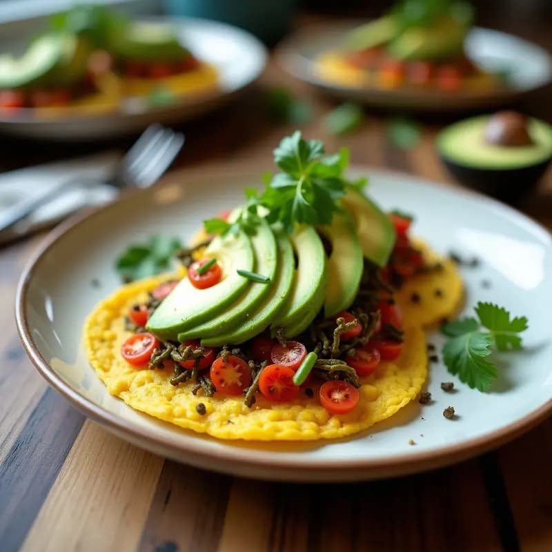 Tostadas de Pan de Maíz con Aguacate y Huevas de Algas: Desayuno Mexicano Vegano y Alto en Omega-3