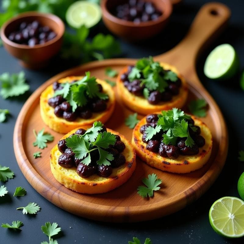 Tostadas de Pan de Maíz con Crema de Frijoles Negros y Jalapeños: Receta Vegana y Picante