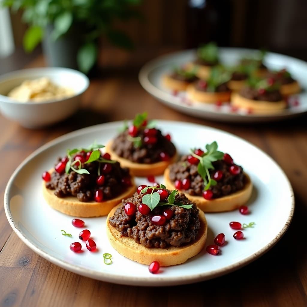 Tostadas de Pan de Mijo con Puré de Berenjena Ahumada y Granadas: Desayuno Armenio Keto
