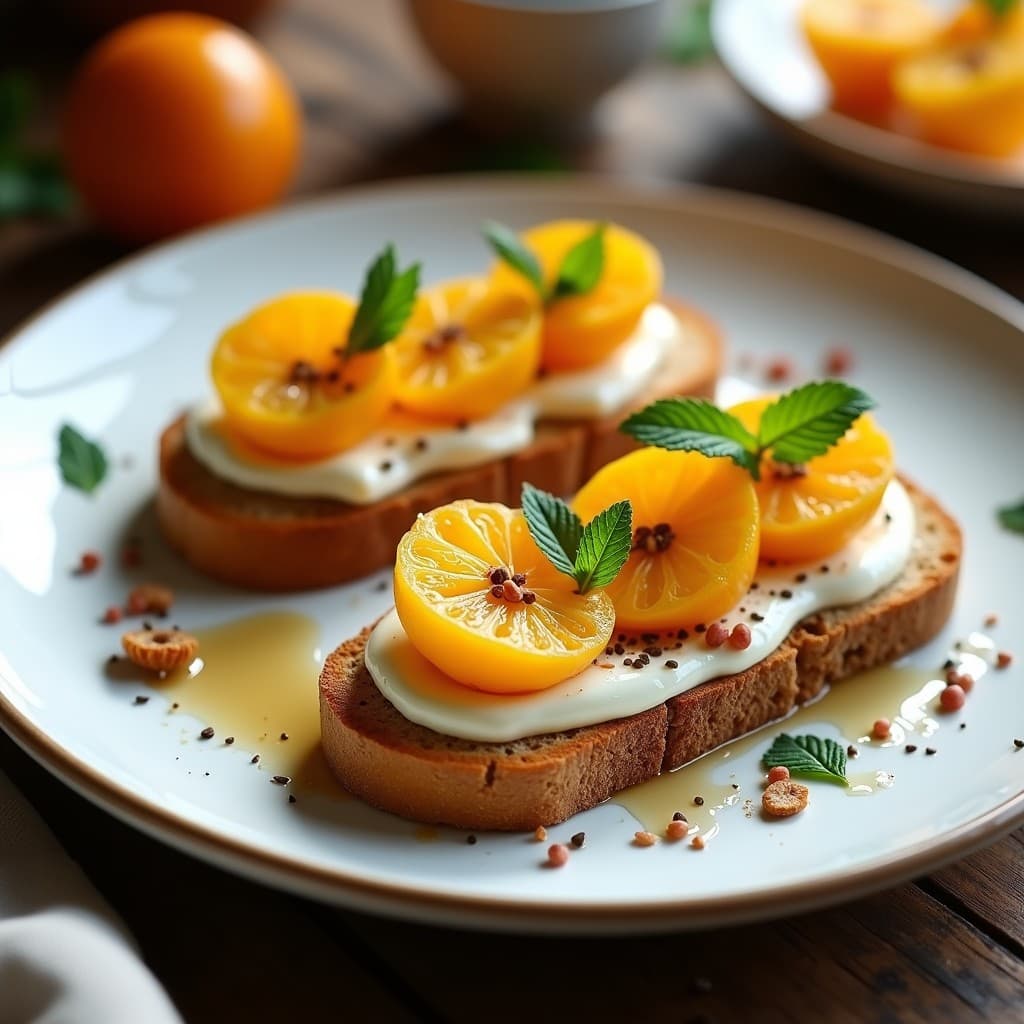 Tostadas Crujientes de Pan de Trigo Sarraceno con Physalis y Ricotta de Almendras: Desayuno Uintah