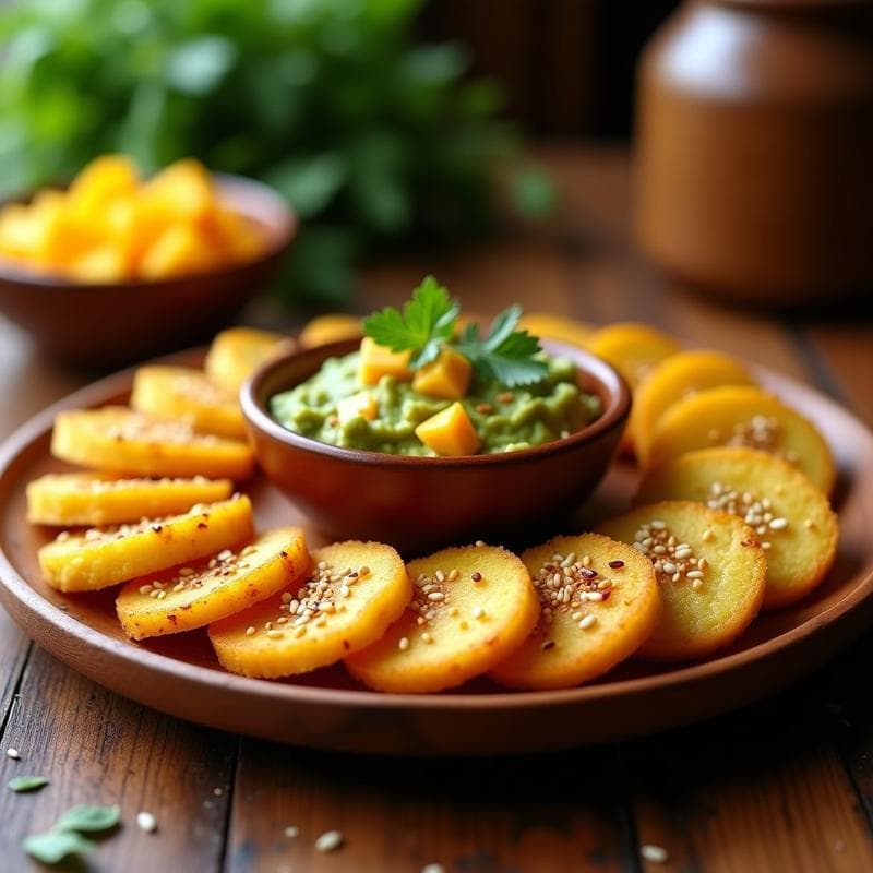 Tostones de Plátano Verde con Guacamole de Mango: Receta Dominicana Crujiente y Sin Gluten en Airfryer