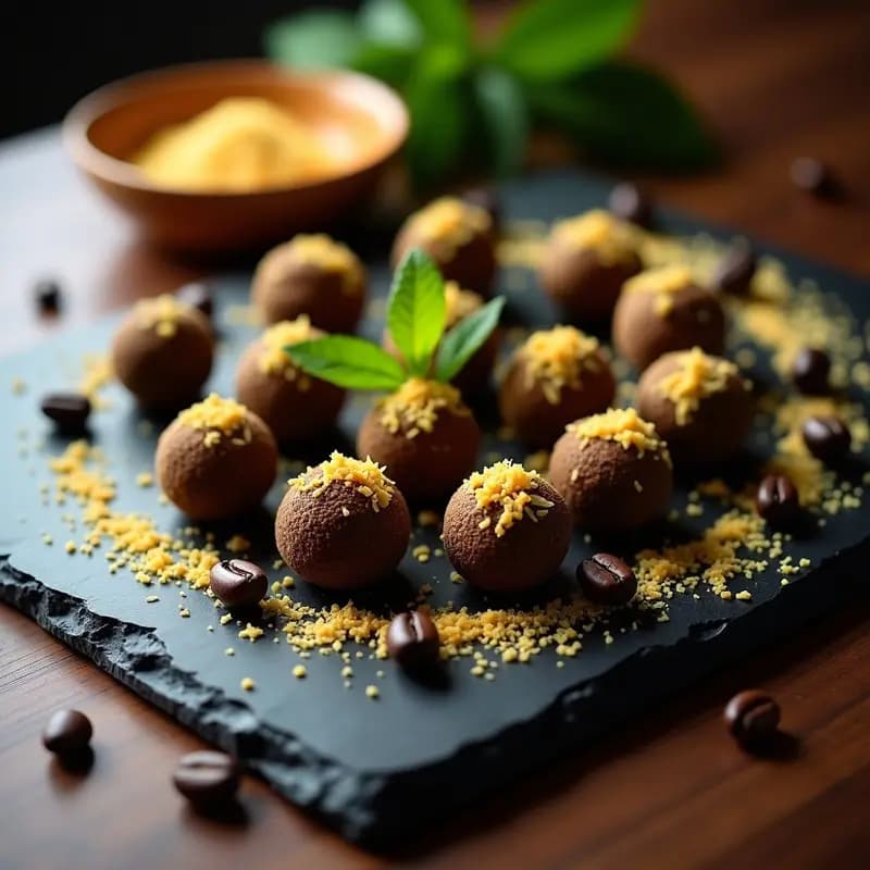 Trufas de Café yongé con Cobertura de Parrocha: Postre Venezolano Sin Azúcar