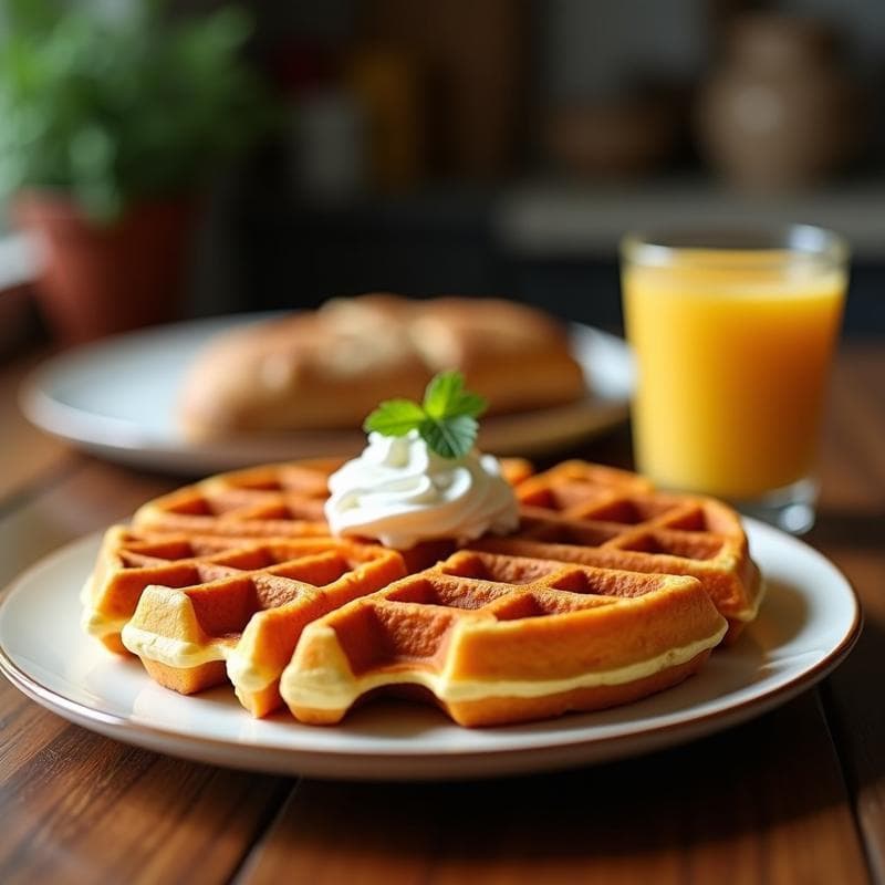 Waffles de Camote y Harina de Coco: Desayuno Sin Gluten y Alto en Fibra