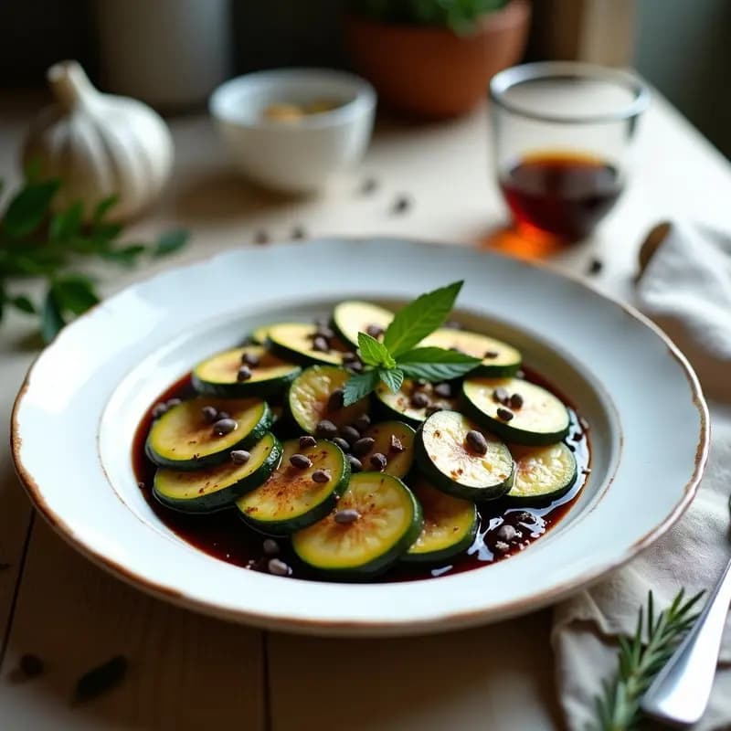 Zucchini al Scabeccio con Vinagre Balsámico y Ajo: Entrante Italiano Vegano y Sin Gluten