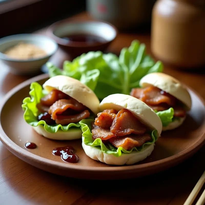 Bao Buns de Pato Peking y Hojas de Lechuga: Receta China para Reuniones
