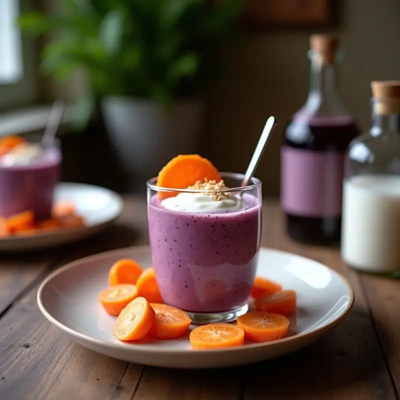 Batido de Zanahoria Morada y Jengibre con Espuma de Coco: Bebida Detox que Brilla en Stories