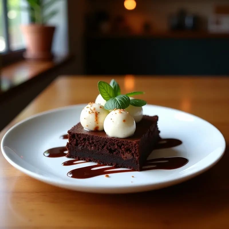 Bosque Negro Frito: Brownies Rebozados con Helado de Cereza y Salsa de Chocolate Negro