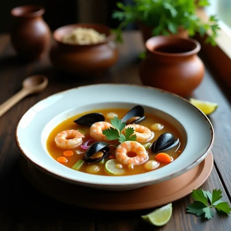 Bouillon de Mariscos con Limón y Cilantro: Sopa Mexicana Depurativa