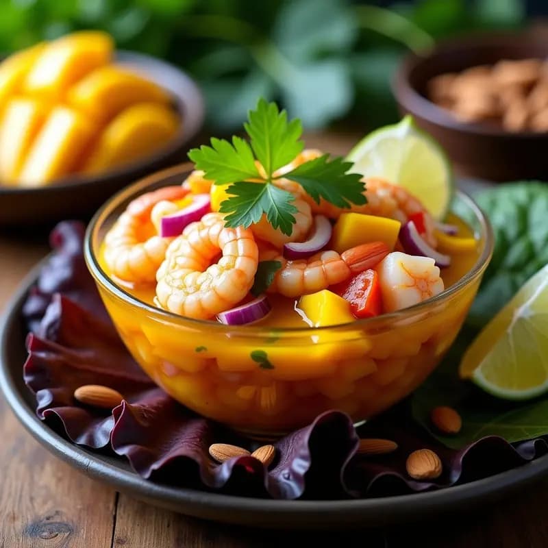 Ceviche de Camarón con Mango y Cúrcuma: Receta Ecuatoriana Fresca y Alta en Omega-3