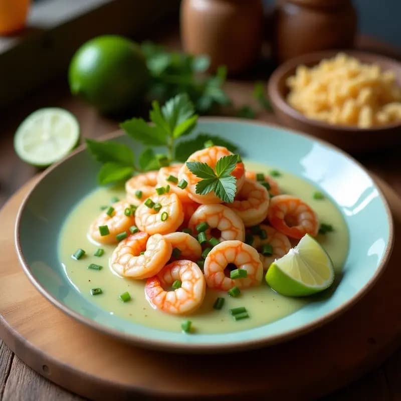 Ceviche de Camarones con Cocos Verdes y Leche de Limón: Receta Ecuatoriana en 10 Minutos