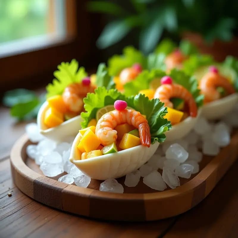 Ceviche de Camarones con Mango y Aguacate en Copa de Pez: Receta Ecuatoriana Gourmet