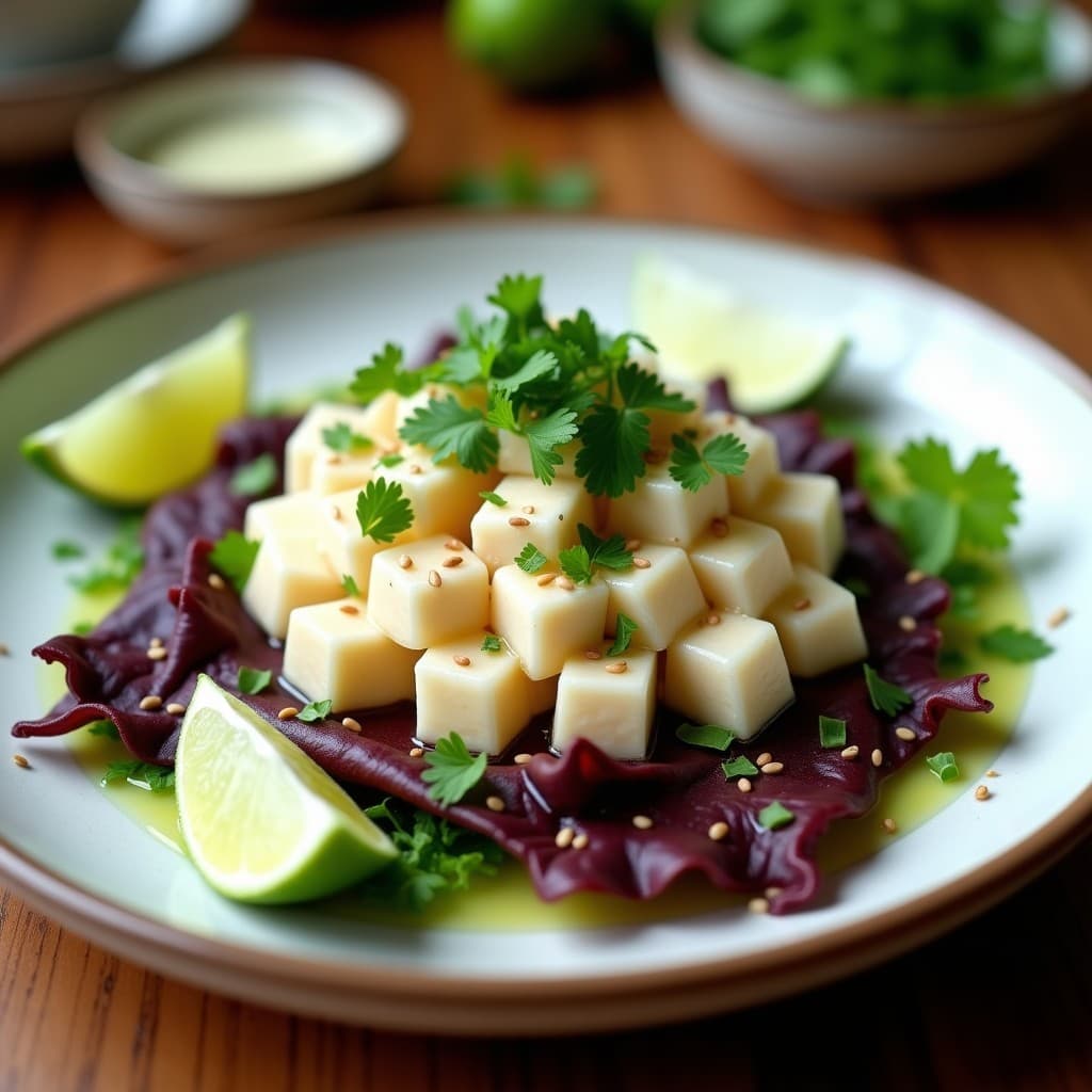 Ceviche de Corvina con Leche de Tigernut y Cilantro: Receta Peruana Keto y Sin Lácteos