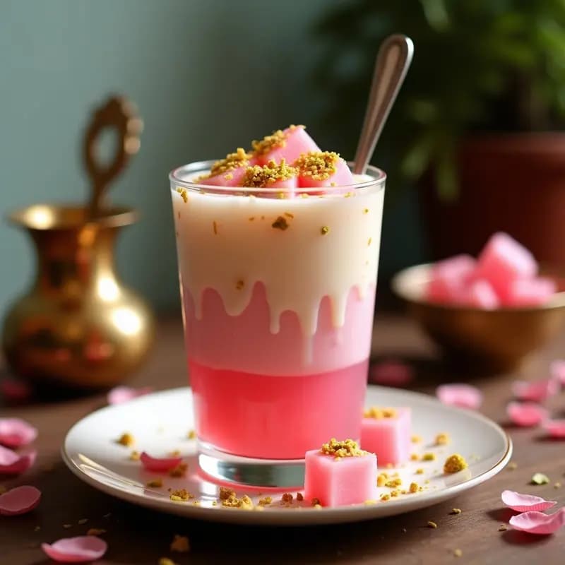 Falooda de Rosa y Leche de Almendra: Bebida India Refrescante y Sin Lactosa