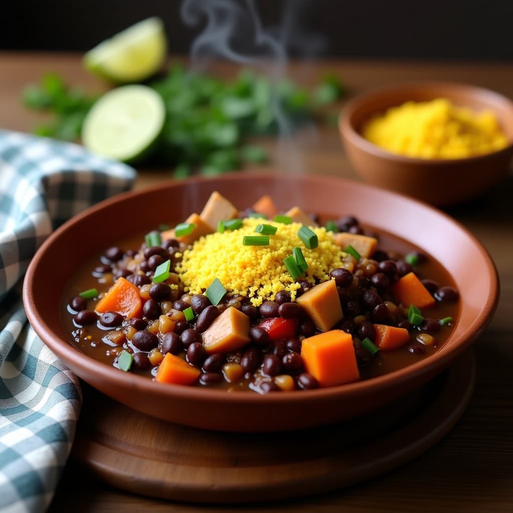 Federal de Feijoada Vegana con Jackfruit y Farofa de Mandioca: Receta Brasilera en Olla Lenta
