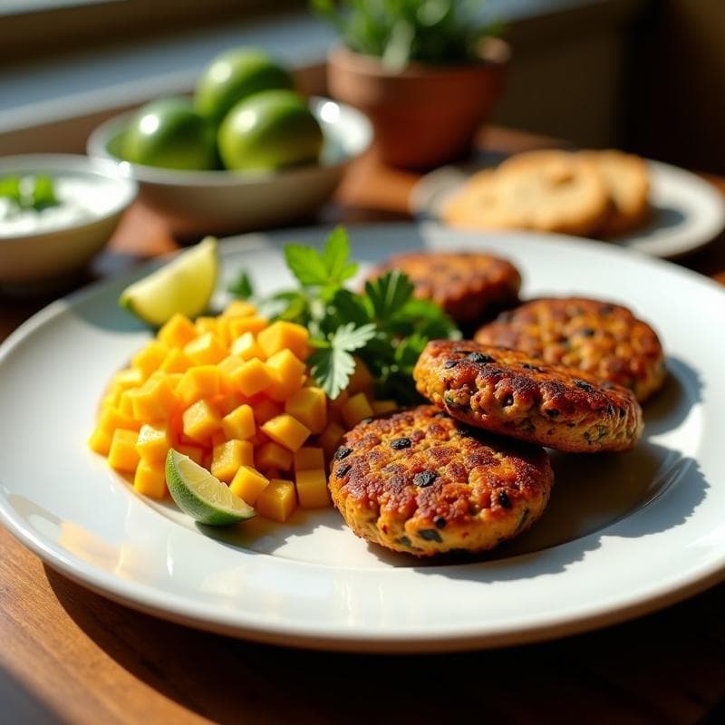 Hamburguesas de Lentejas Negras y Ñame: Receta Vegana en Airfryer con Toque Caribeño