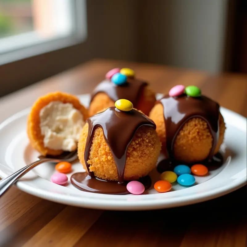 Helado Frito con Baño de Chocolate y Topping de Lacasitos: Postre que Sorprende a Todos