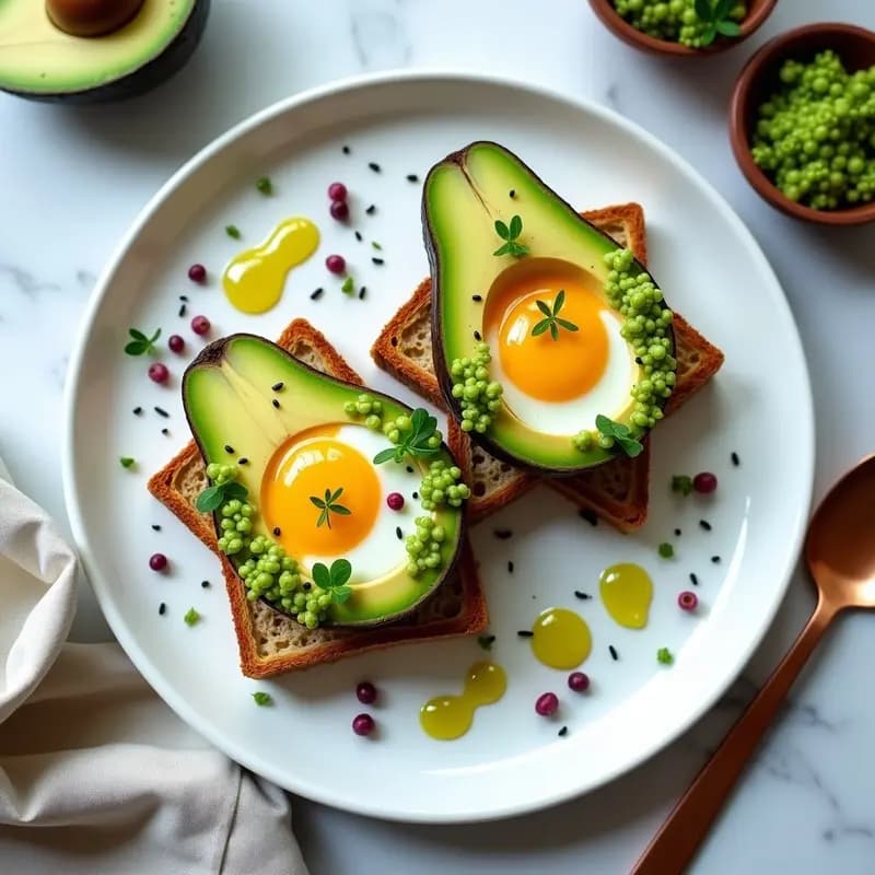 Huevos de Codorniz en Nido de Aguacate con Caviar de Lima: Desayuno Gourmet en 5 Minutos