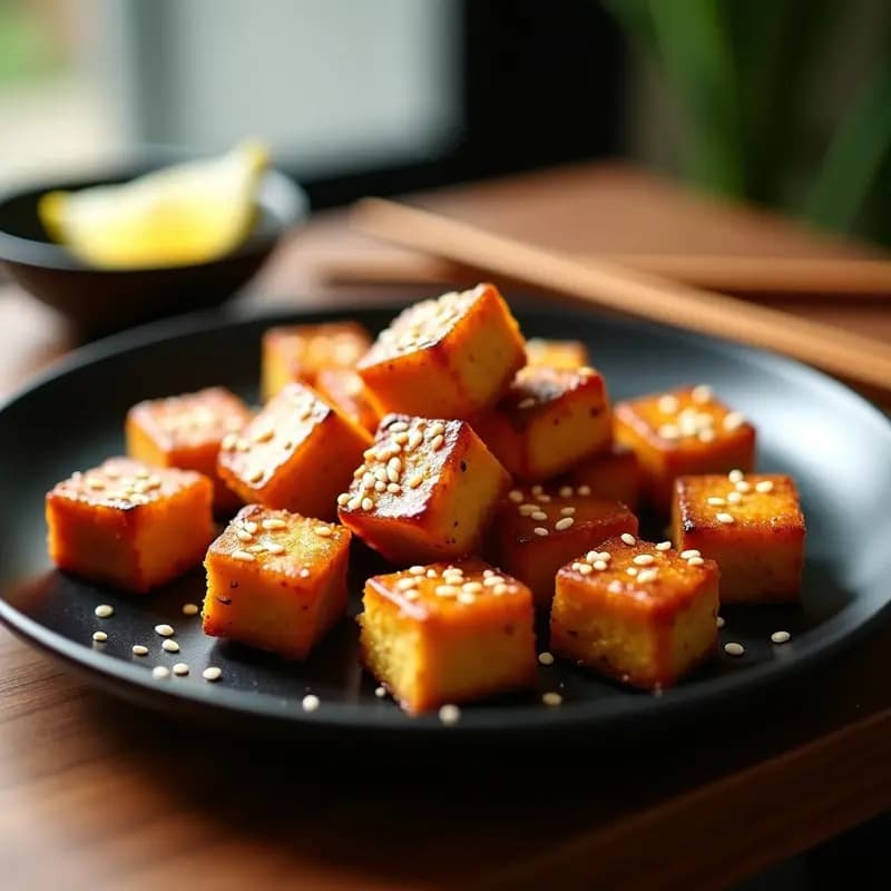 Karaage de Tofu con Salsa Teriyaki y Semillas de Sésamo: Nuggets Japoneses Veganos en Airfryer