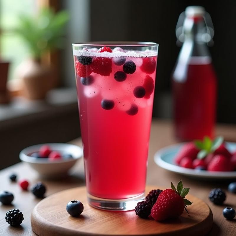 Bebida Fermentada de Té Kombucha con Frutos Rojos: Receta Probiótica Sin Azúcar en Casa