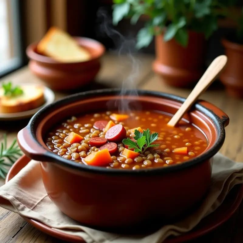 Lentil Soup con Chorizo y Pimentón: Sopa Española Reconfortante en Olla Lenta