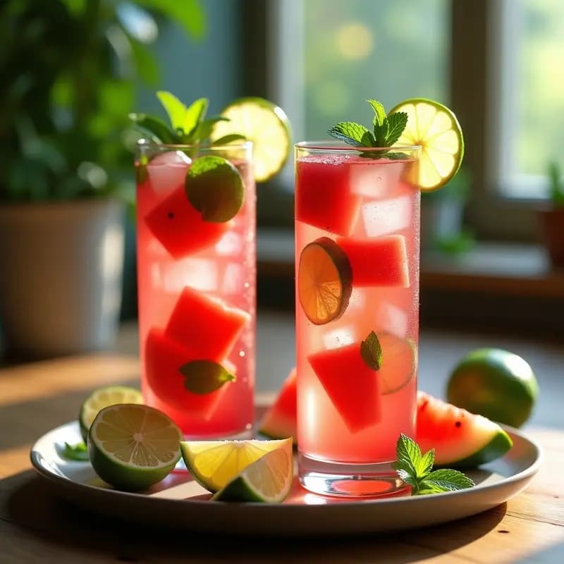 Mojiitos de Sandía y Menta: Bebida Cubana Sin Alcohol con Jengibre y Lima para el Verano