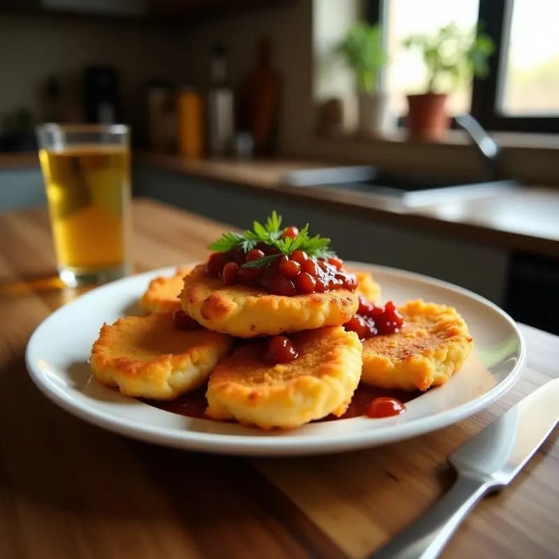 Nuggets de Queso Cheddar Empanizados con Salsa de Bacon y Arce: Aperitivo que Derrite el Corazón