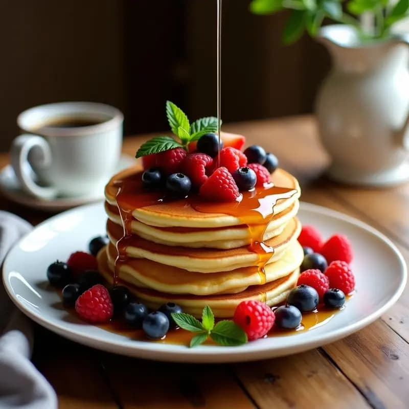 Pancakes Holandeses con Sirope de Arce y Frutos Rojos: Desayuno Tradicional sin Gluten