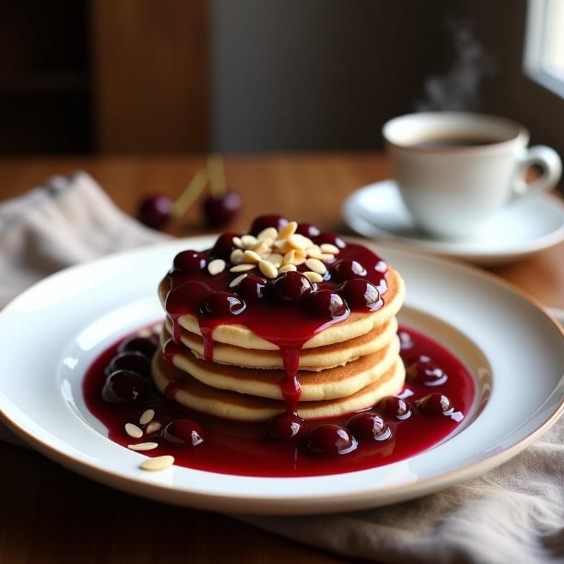 Panqueques de Harina de Teff con Compota de Cerezas: Desayuno Etiopía Vegano