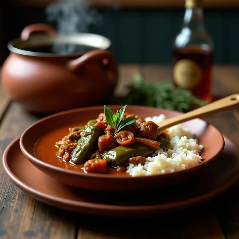 Pepper Pot de Callalú y Cerdo: Receta Jamaicana Picante en Olla de Presión