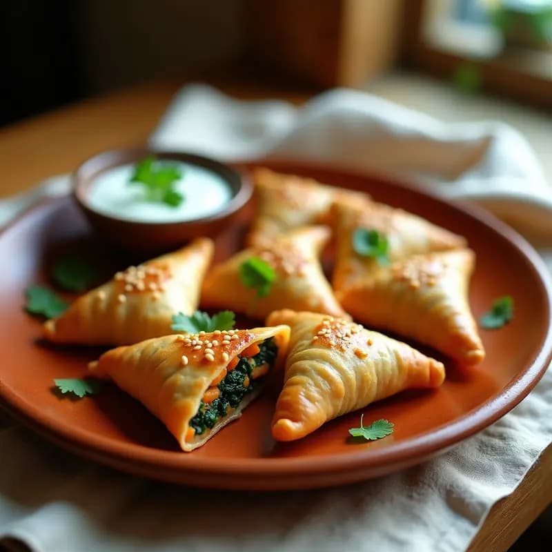 Samosas de Batata y Espinacas con Masa de Garbanzo: Receta India Sin Freír y Keto