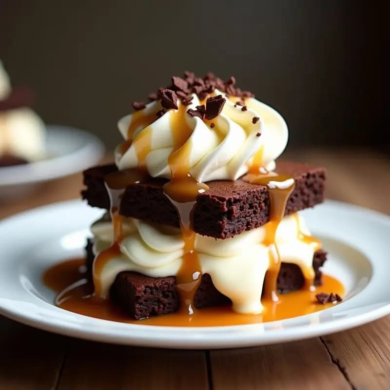 Sándwich de Helado de Brownies, Nata Montada y Caramelo Líquido: Postre que Derrite Corazones