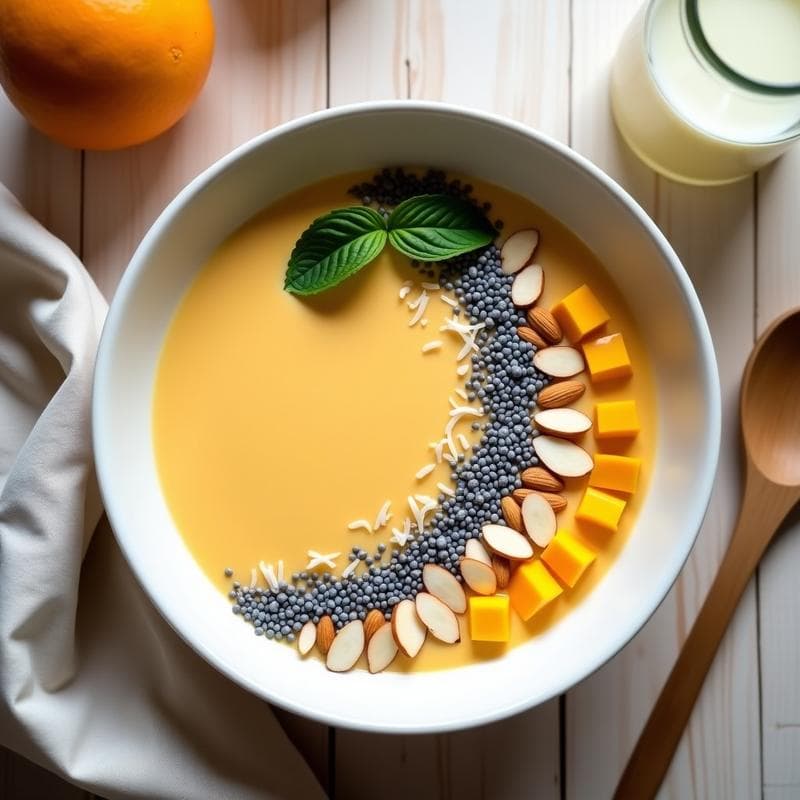 Smoothie Bowl de Kéfir de Agua con Mango y Semillas de Amapola: Desayuno Probiótico y Sin Lactosa