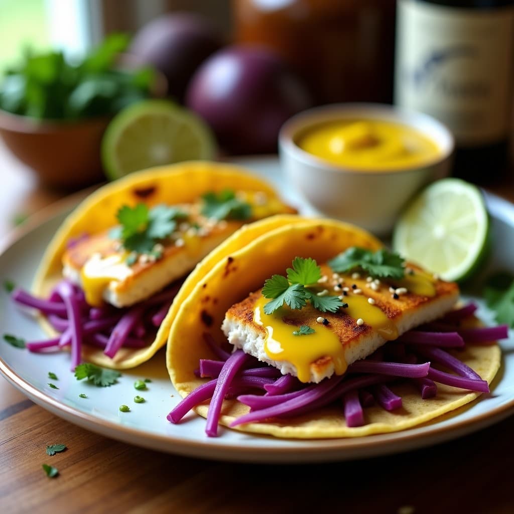 Tacos de Pescado Blancos con Repollo Morado y Salsa de Maracuyá: Receta Costarricense Rápida