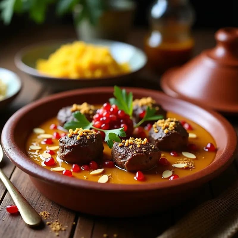Tajín Persa de Cordero con Granadas y Azafrán: Receta Tradicional en Horno