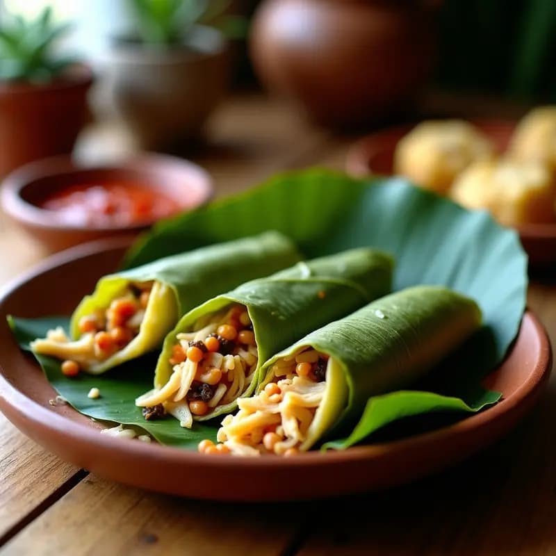 Tamales de Hoja de Plátano con Relleno de Pollo y Chile Poblano: Receta Guatemalteca Tradicional