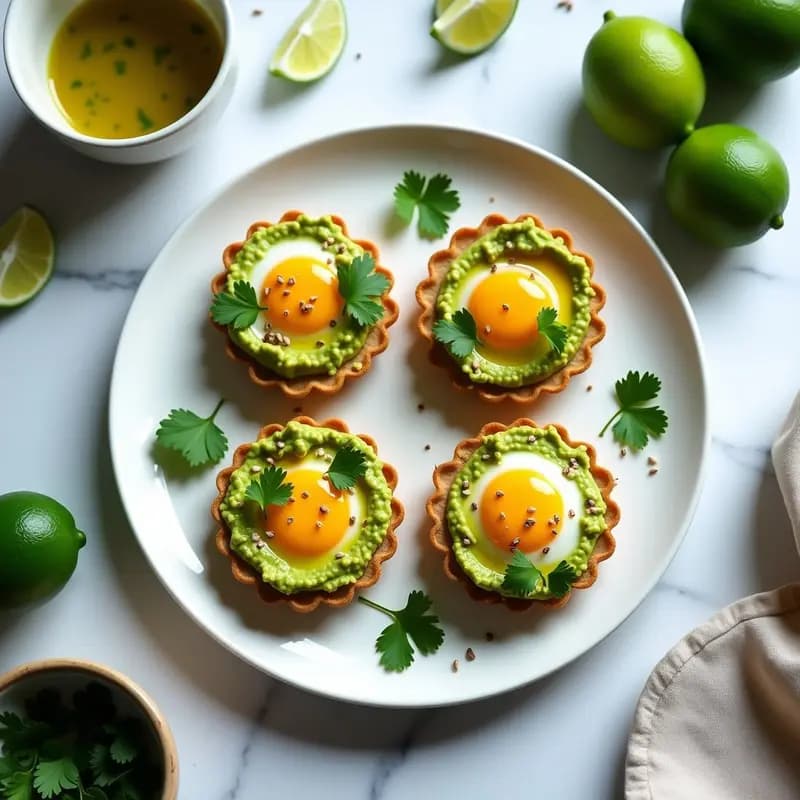 Tartaletas de Avocado y Huevos de Codorniz con Vinagreta de Lima: Desayuno Keto
