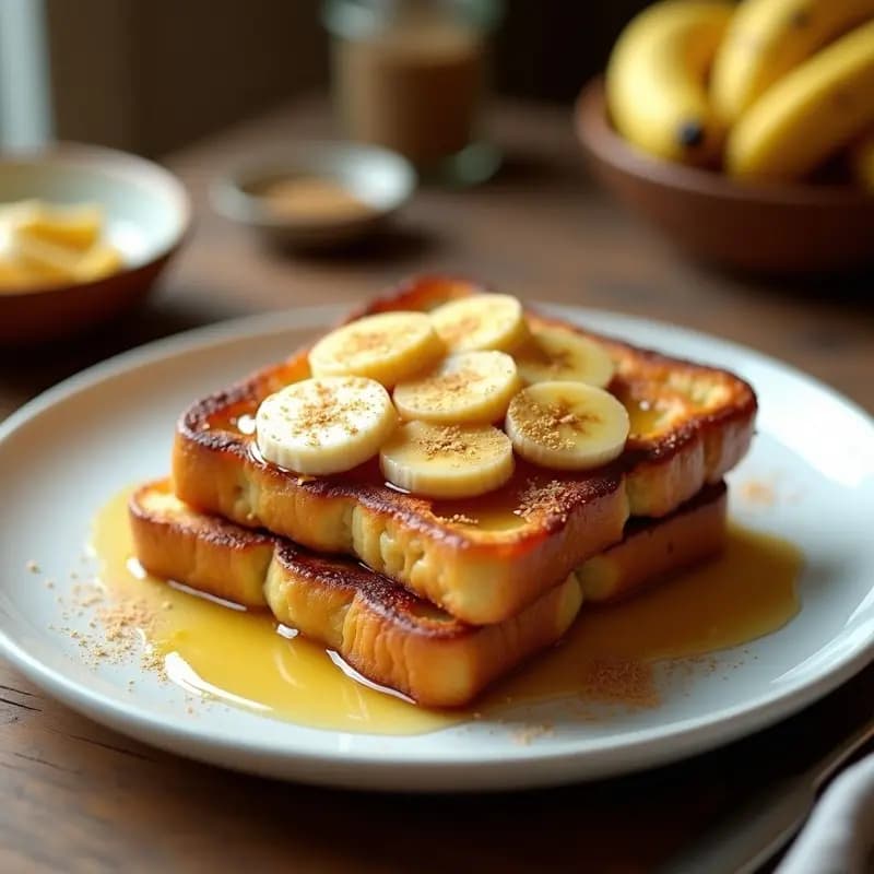Tostadas Francesas con Banana Caramelizada y Nuez Moscada: Receta Dulce para Desayuno en 15 Minutos