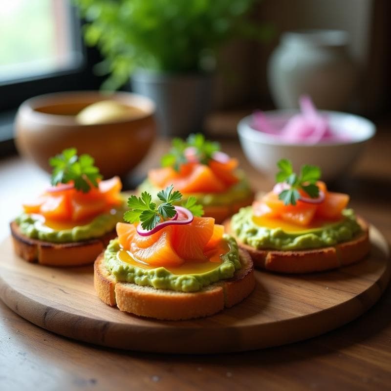 Tostadas de Pan de Yuca con Guacamole y Huevas de Salmón: Receta Colombiana Keto y Sin Gluten