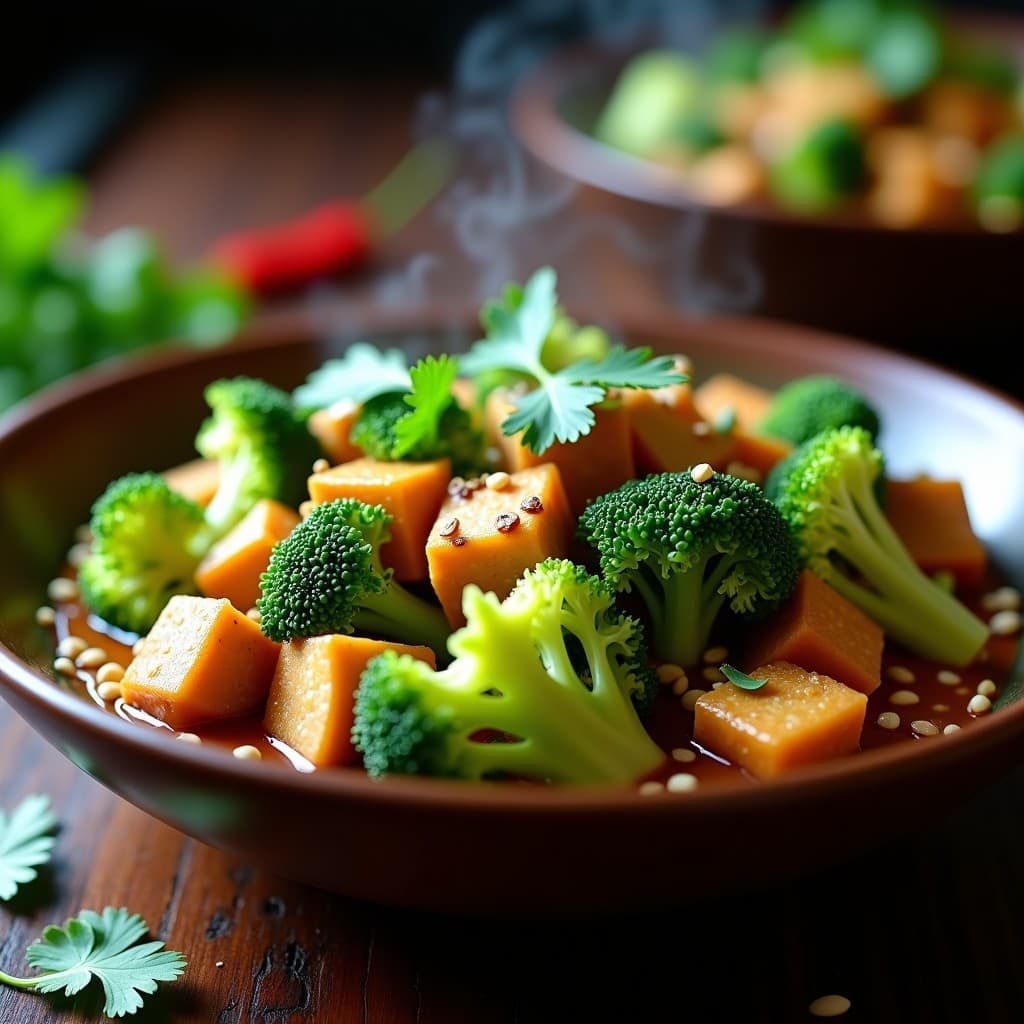 Wok de Col Romanesco y Tempeh con Salsa de Cacahuete y Lima: Receta Indonesa Vegana en 20 Minutos